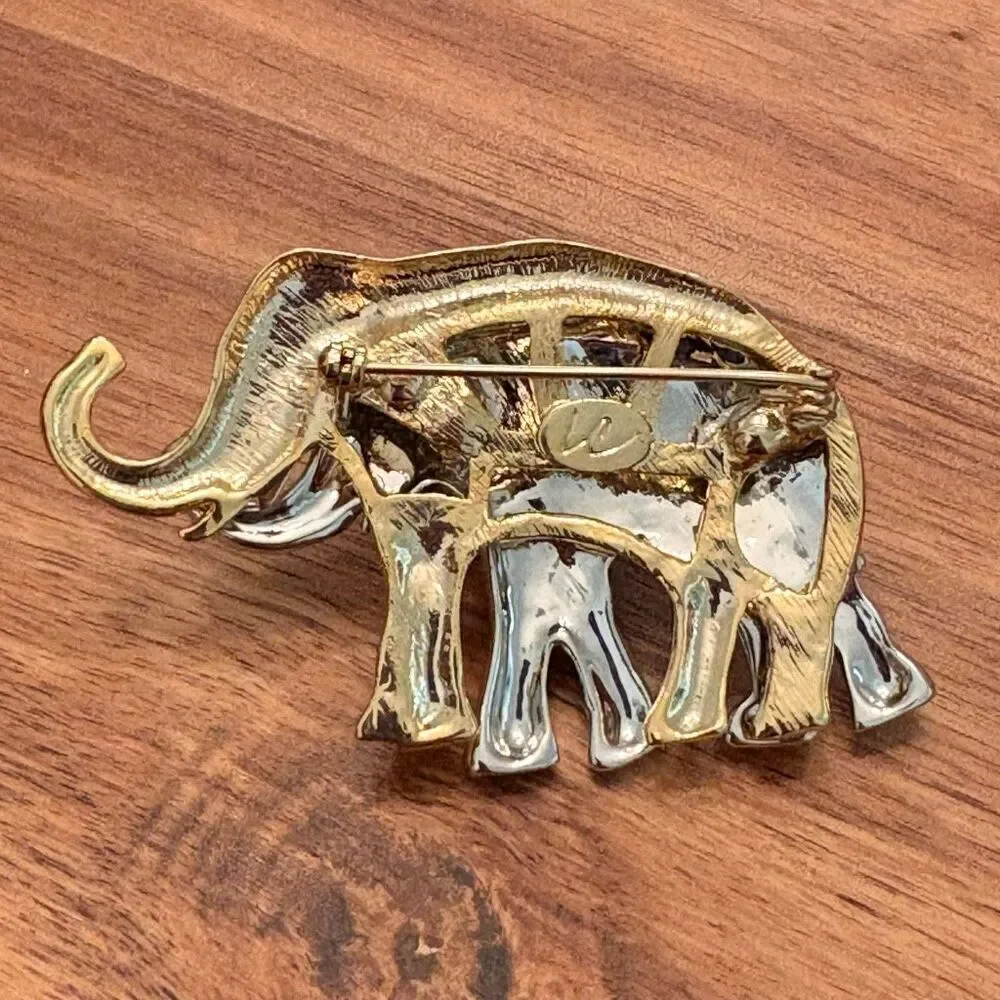 Liz Claiborne | Two Tone Elephant Brooch | 2.5” Width